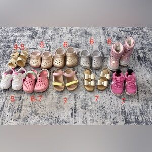 Lot of Pink and Gold Toddler Girl Shoes Size 5-7